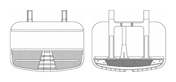Diagram showing the internal and external CAT 7495 bucket-door protection areas