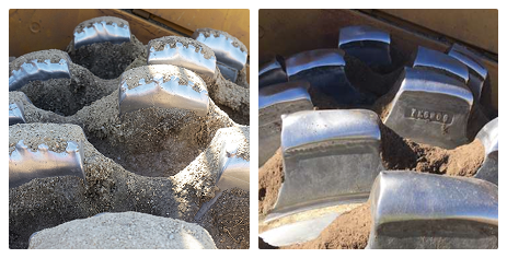 CAT 815 caps after 2,500 hours on the left and 4,000 hours on the right